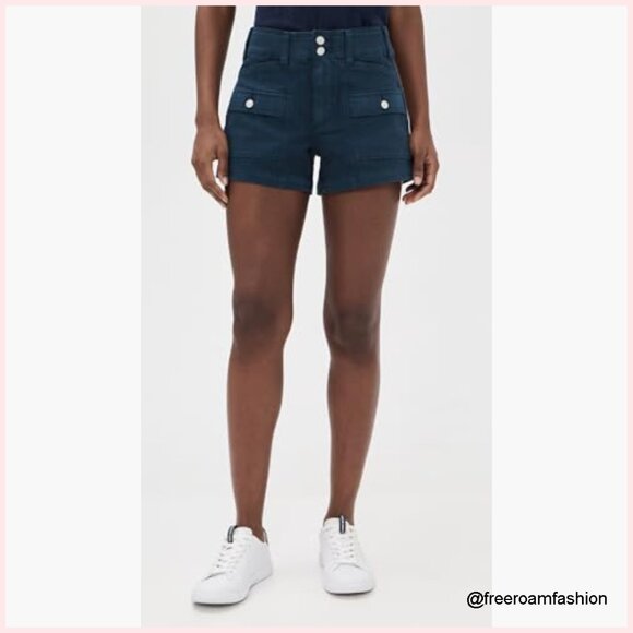 High Rise Cargo Shorts, Fitted Fit, Cotton Blend, Casual Wear - Picture 2 of 6